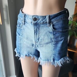 Denim Frayed Hem Women Shorts